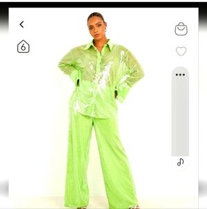❄️❄️ NWT BOOHOO LIME GREEN SEQUIN PANTS 20